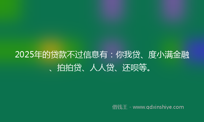 2025年的贷款不过信息有：你我贷、度小满金融、拍拍贷、人人贷、还呗等。