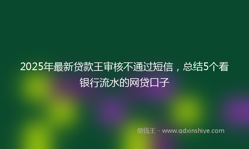 2025年最新贷款王审核不通过短信，总结5个看银行流水的网贷口子