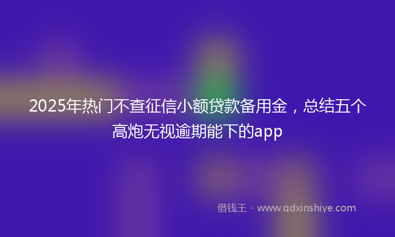 2025年热门不查征信小额贷款备用金，总结五个高炮无视逾期能下的app