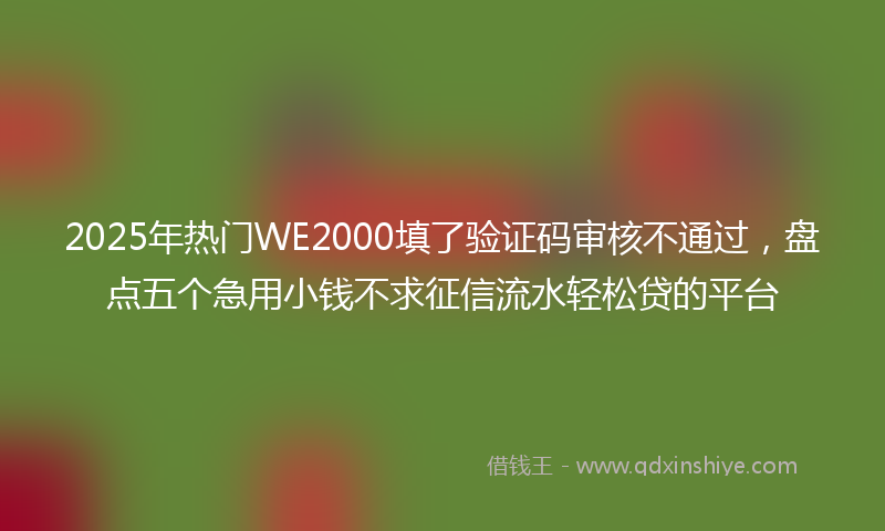 2025年热门WE2000填了验证码审核不通过，盘点五个急用小钱不求征信流水轻松贷的平台