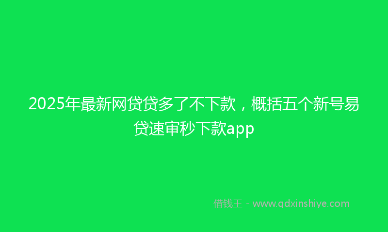 2025年最新网贷贷多了不下款，概括五个新号易贷速审秒下款app