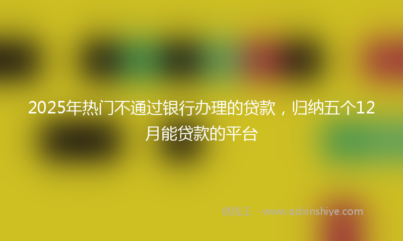 2025年热门不通过银行办理的贷款，归纳五个12月能贷款的平台