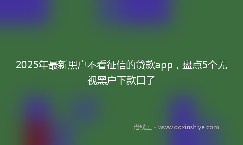2025年最新黑户不看征信的贷款app，盘点5个无视黑户下款口子