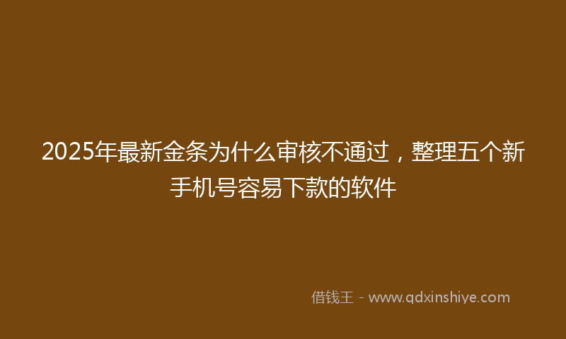 2025年最新金条为什么审核不通过，整理五个新手机号容易下款的软件