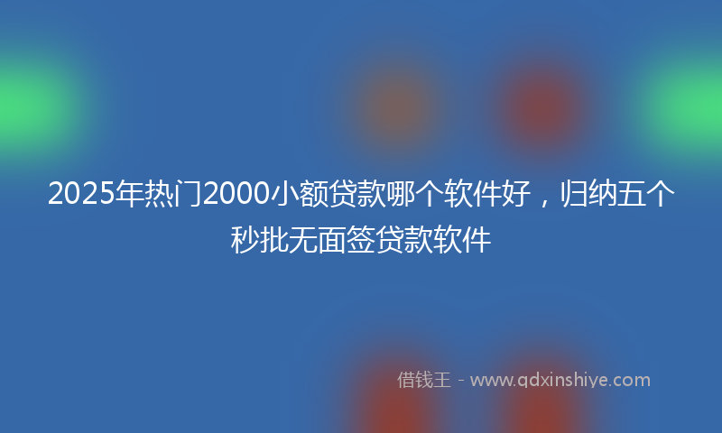 2025年热门2000小额贷款哪个软件好，归纳五个秒批无面签贷款软件