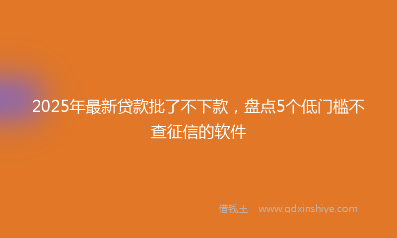 2025年最新贷款批了不下款，盘点5个低门槛不查征信的软件