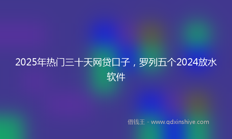 2025年热门三十天网贷口子，罗列五个2024放水软件