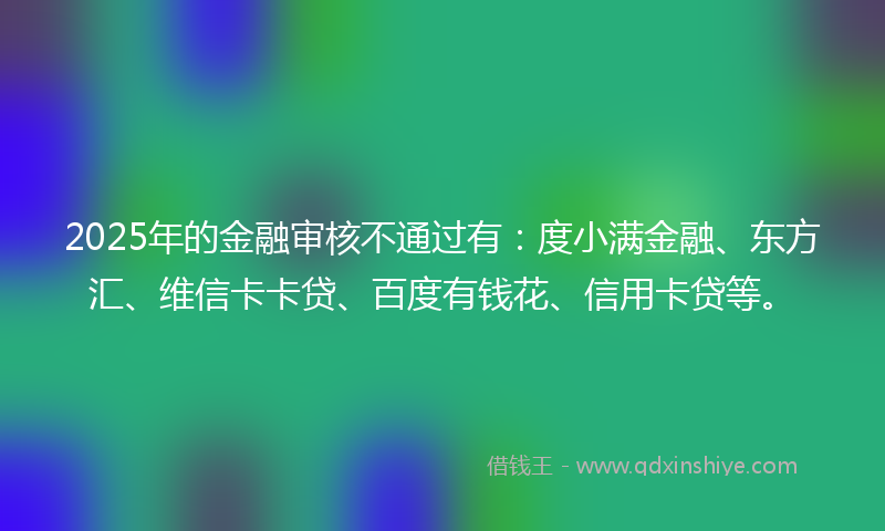 2025年的金融审核不通过有：度小满金融、东方汇、维信卡卡贷、百度有钱花、信用卡贷等。