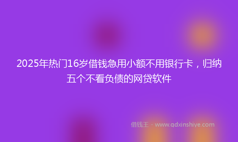 2025年热门16岁借钱急用小额不用银行卡，归纳五个不看负债的网贷软件