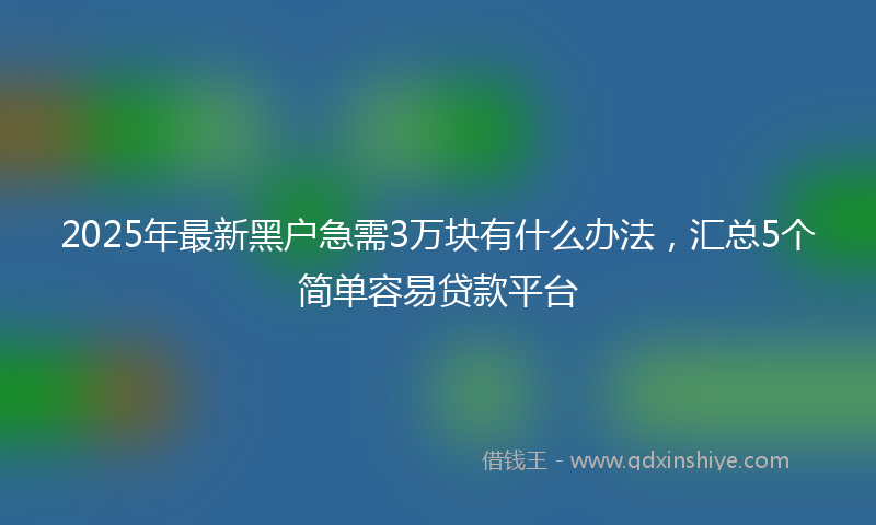 2025年最新黑户急需3万块有什么办法，汇总5个简单容易贷款平台