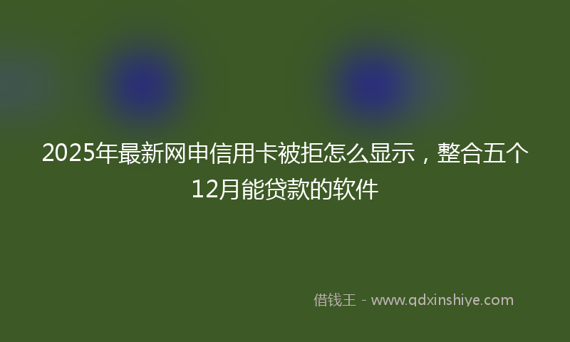 2025年最新网申信用卡被拒怎么显示，整合五个12月能贷款的软件