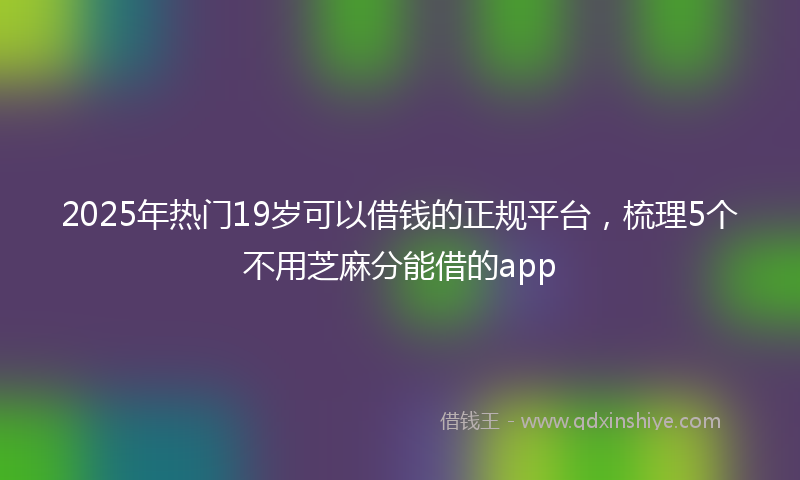 2025年热门19岁可以借钱的正规平台，梳理5个不用芝麻分能借的app