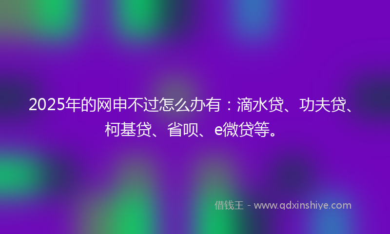 2025年的网申不过怎么办有：滴水贷、功夫贷、柯基贷、省呗、e微贷等。