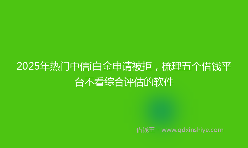 2025年热门中信i白金申请被拒，梳理五个借钱平台不看综合评估的软件