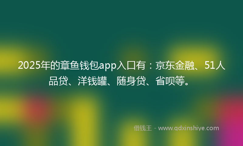 2025年的章鱼钱包app入口有：京东金融、51人品贷、洋钱罐、随身贷、省呗等。
