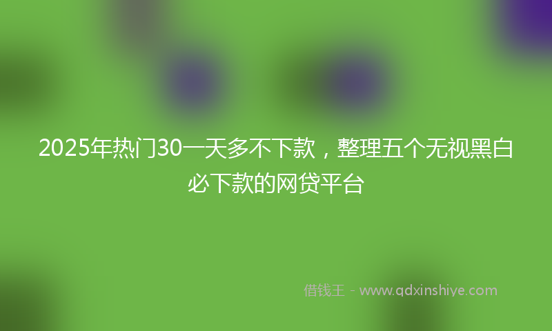 2025年热门30一天多不下款，整理五个无视黑白必下款的网贷平台