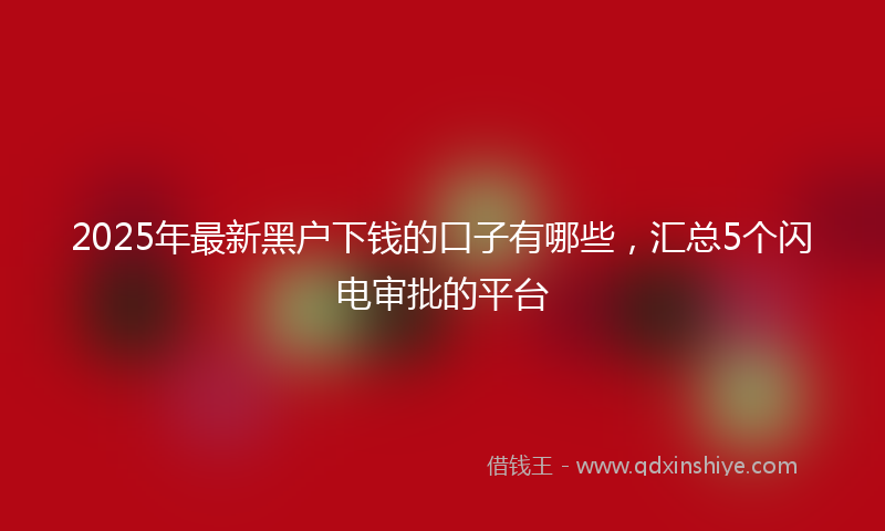 2025年最新黑户下钱的口子有哪些，汇总5个闪电审批的平台