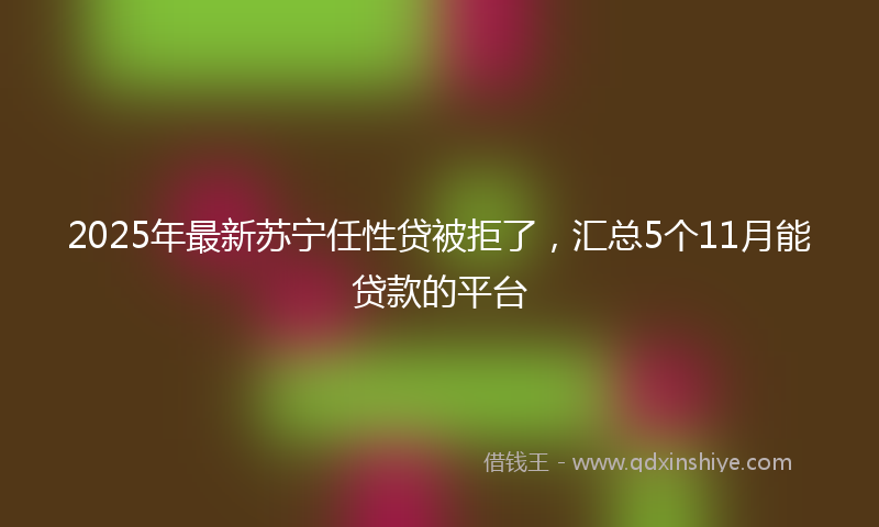 2025年最新苏宁任性贷被拒了，汇总5个11月能贷款的平台