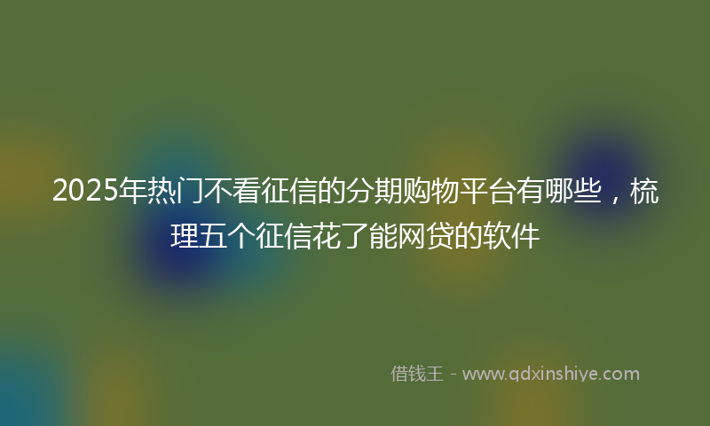 2025年热门不看征信的分期购物平台有哪些，梳理五个征信花了能网贷的软件