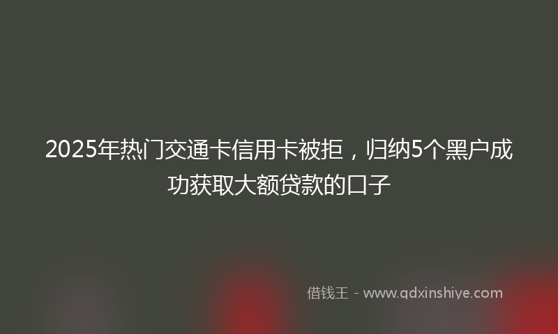 2025年热门交通卡信用卡被拒，归纳5个黑户成功获取大额贷款的口子
