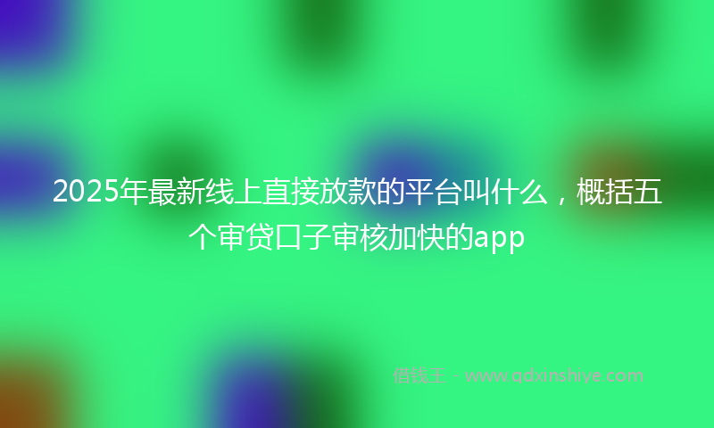 2025年最新线上直接放款的平台叫什么，概括五个审贷口子审核加快的app