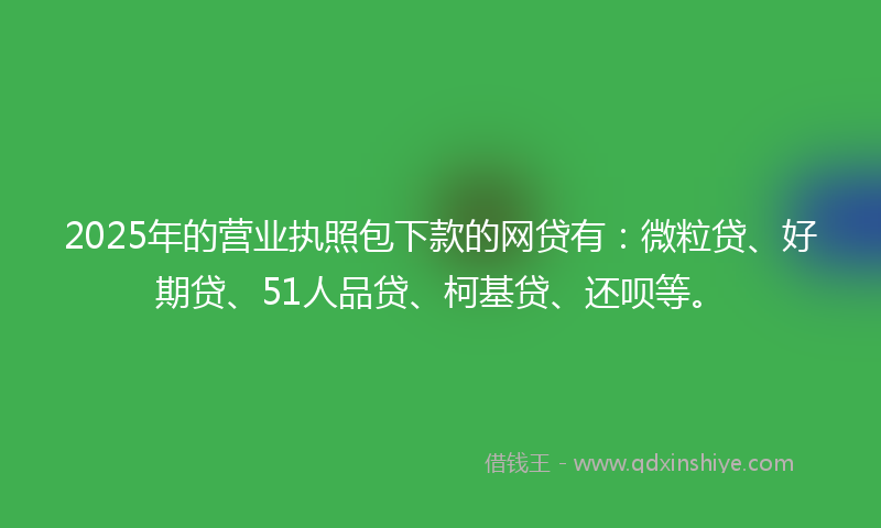 2025年的营业执照包下款的网贷有：微粒贷、好期贷、51人品贷、柯基贷、还呗等。