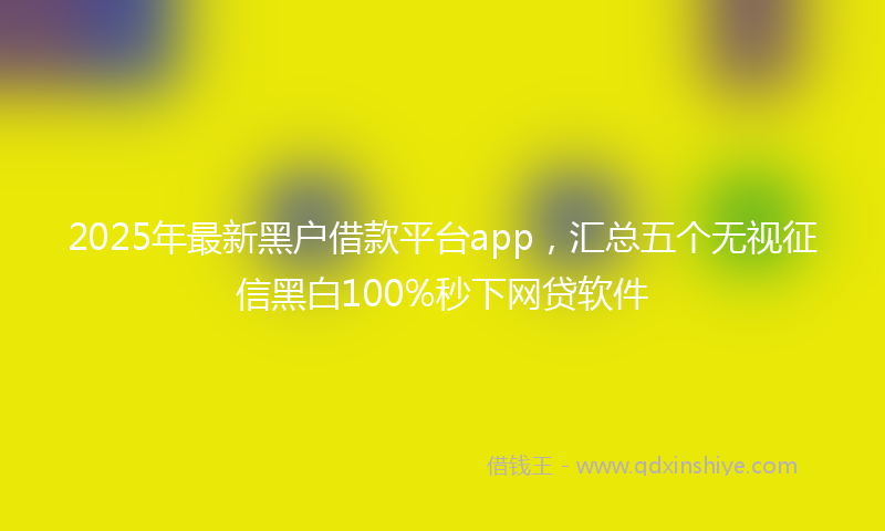 2025年最新黑户借款平台app，汇总五个无视征信黑白100%秒下网贷软件