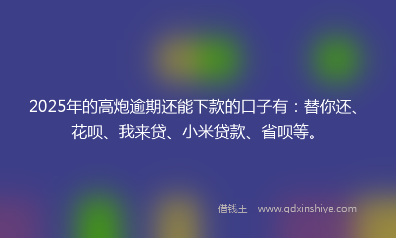 2025年的高炮逾期还能下款的口子有:替你还、花呗、我来贷、小米贷款、省呗等。