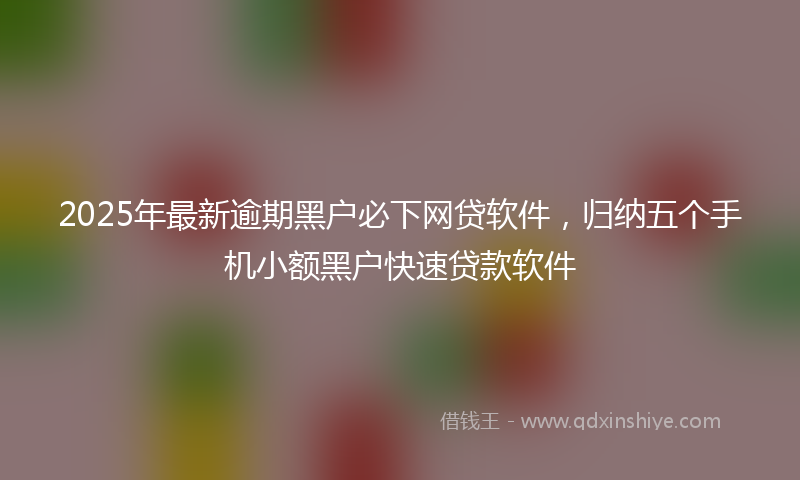 2025年最新逾期黑户必下网贷软件，归纳五个手机小额黑户快速贷款软件
