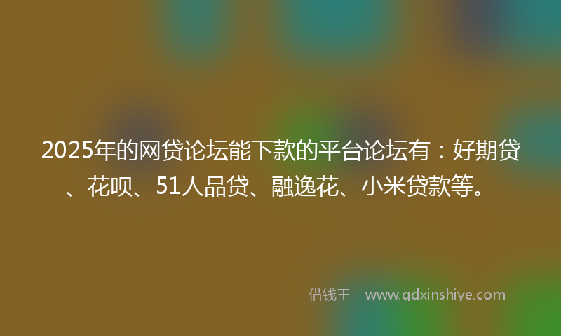 2025年的网贷论坛能下款的平台论坛有：好期贷、花呗、51人品贷、融逸花、小米贷款等。