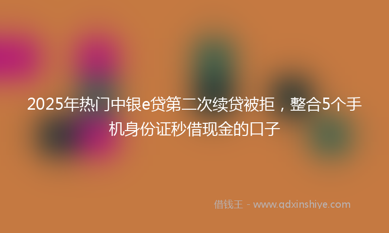2025年热门中银e贷第二次续贷被拒，整合5个手机身份证秒借现金的口子