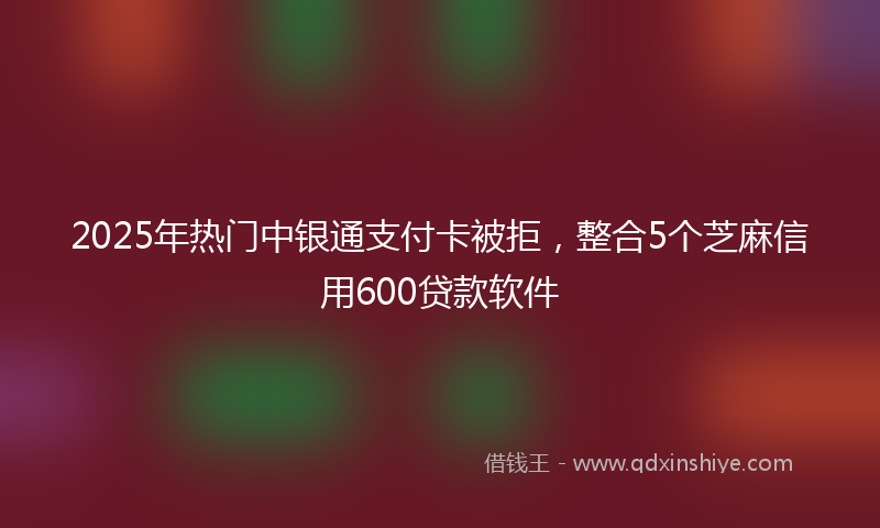 2025年热门中银通支付卡被拒，整合5个芝麻信用600贷款软件