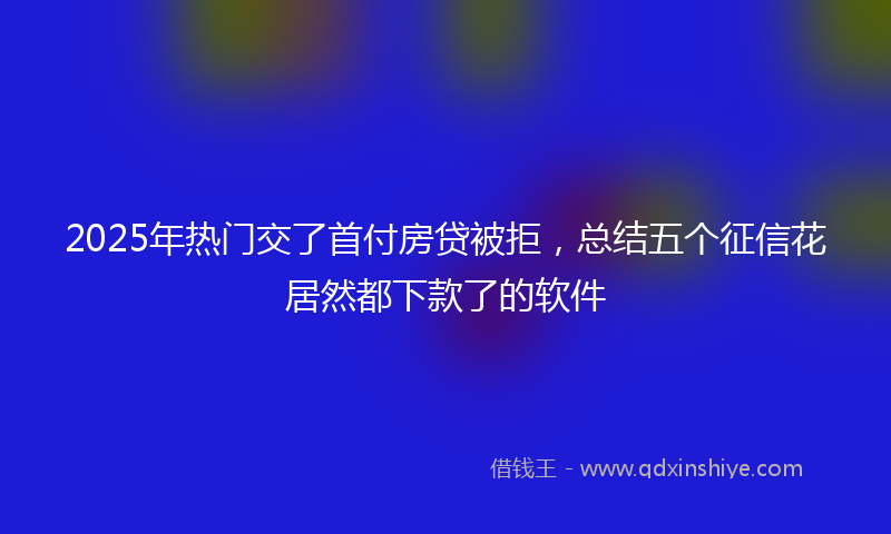 2025年热门交了首付房贷被拒，总结五个征信花居然都下款了的软件