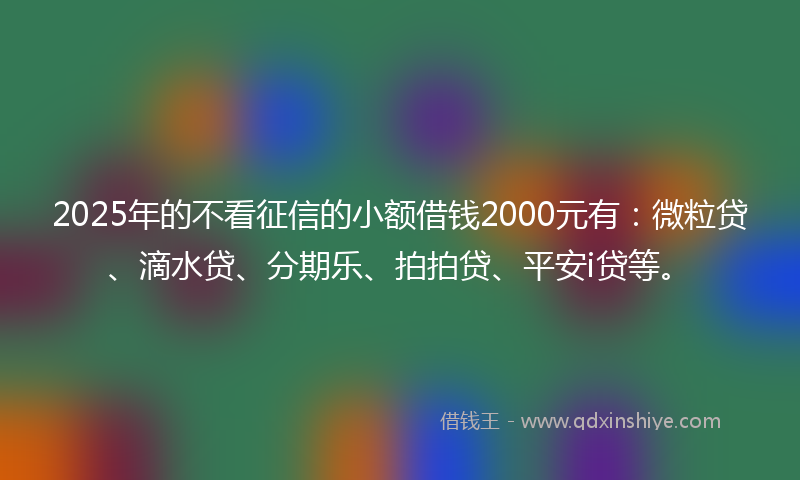 2025年的不看征信的小额借钱2000元有：微粒贷、滴水贷、分期乐、拍拍贷、平安i贷等。