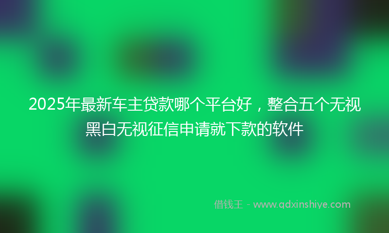 2025年最新车主贷款哪个平台好，整合五个无视黑白无视征信申请就下款的软件