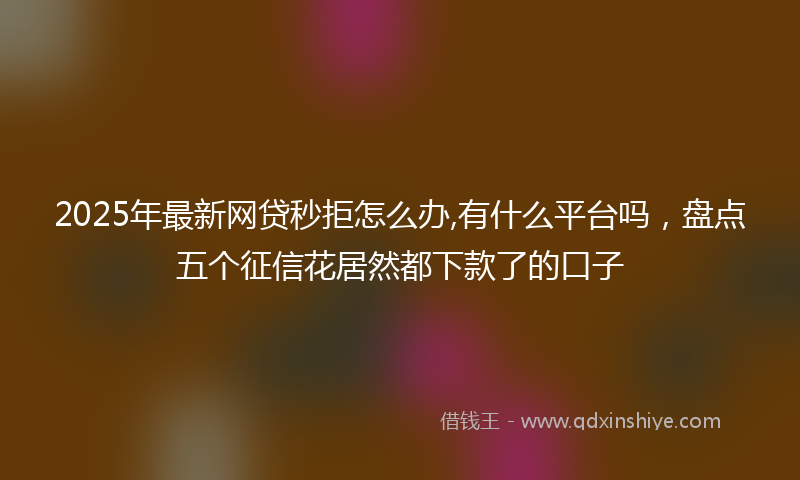 2025年最新网贷秒拒怎么办,有什么平台吗，盘点五个征信花居然都下款了的口子