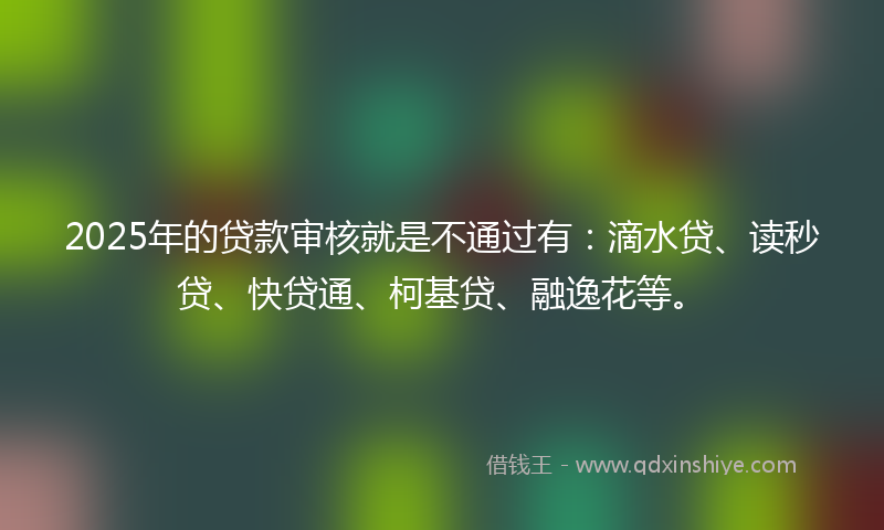 2025年的贷款审核就是不通过有：滴水贷、读秒贷、快贷通、柯基贷、融逸花等。