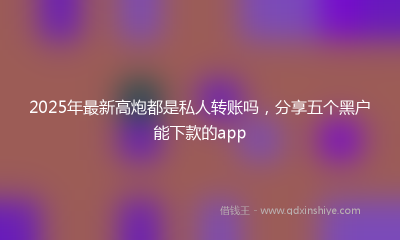2025年最新高炮都是私人转账吗,分享五个黑户能下款的app