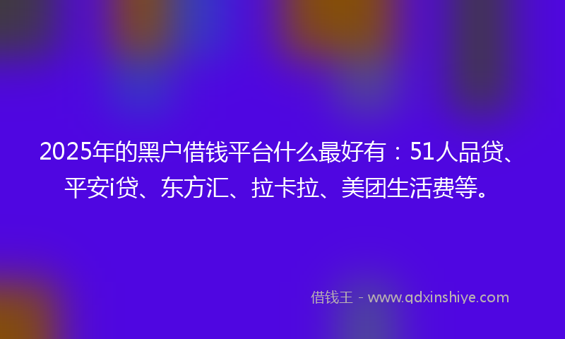 2025年的黑户借钱平台什么最好有：51人品贷、平安i贷、东方汇、拉卡拉、美团生活费等。