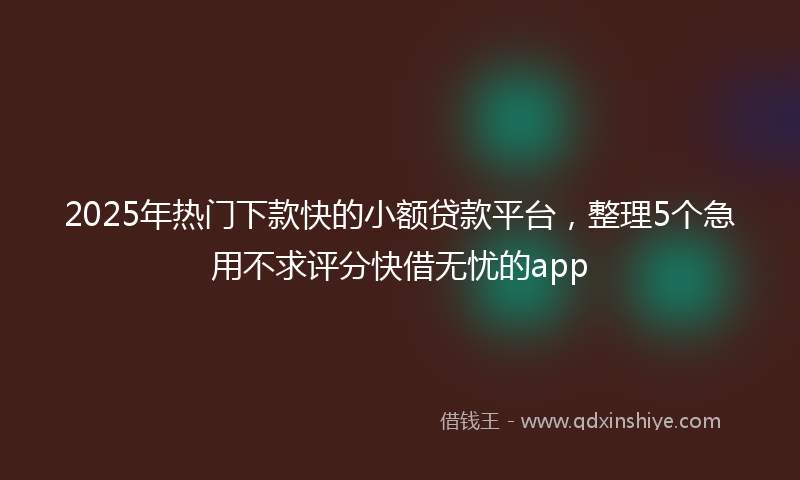 2025年热门下款快的小额贷款平台，整理5个急用不求评分快借无忧的app