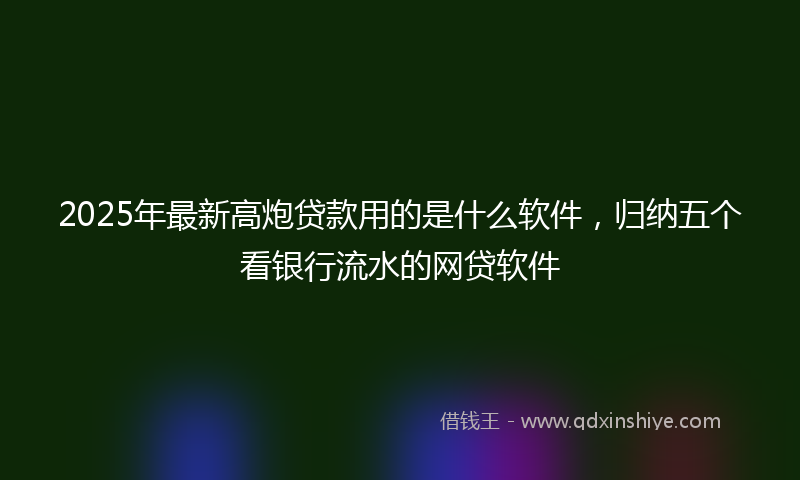 2025年最新高炮贷款用的是什么软件,归纳五个看银行流水的网贷软件