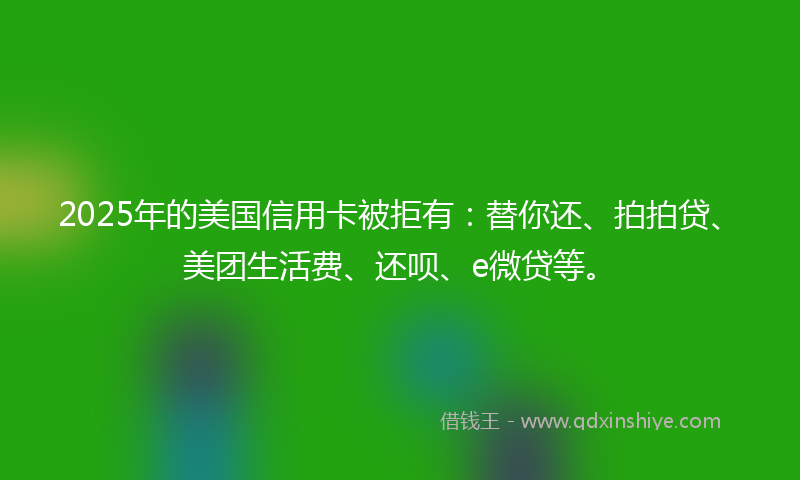 2025年的美国信用卡被拒有：替你还、拍拍贷、美团生活费、还呗、e微贷等。