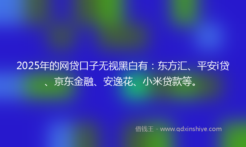2025年的网贷口子无视黑白有：东方汇、平安i贷、京东金融、安逸花、小米贷款等。