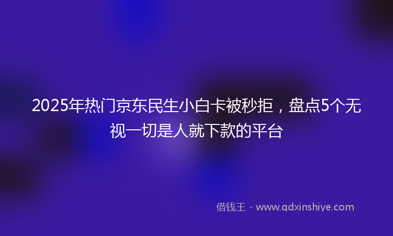 2025年热门京东民生小白卡被秒拒，盘点5个无视一切是人就下款的平台