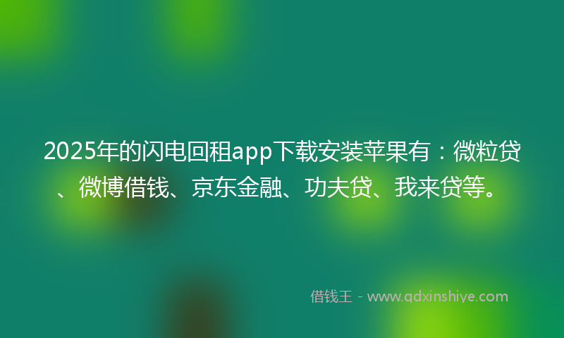 2025年的闪电回租app下载安装苹果有：微粒贷、微博借钱、京东金融、功夫贷、我来贷等。