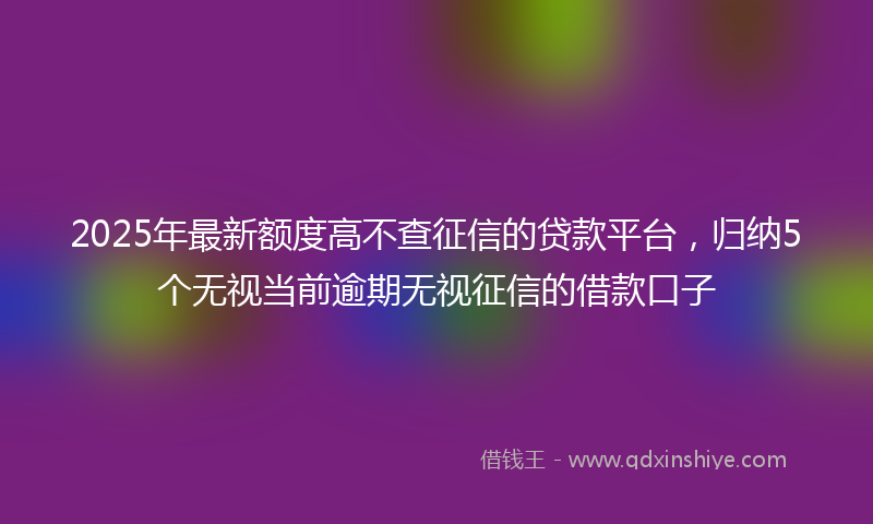 2025年最新额度高不查征信的贷款平台,归纳5个无视当前逾期无视征信的借款口子