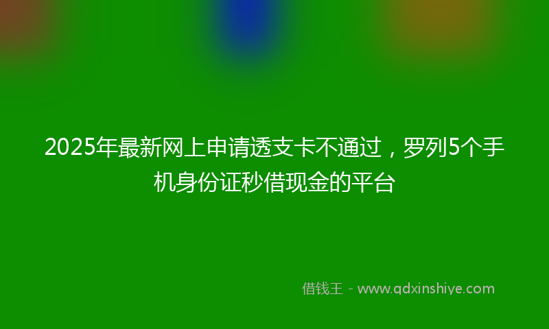 2025年最新网上申请透支卡不通过，罗列5个手机身份证秒借现金的平台