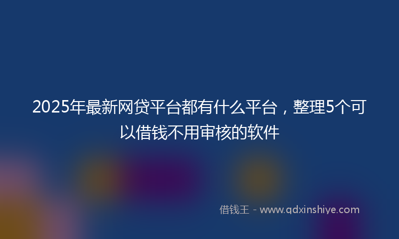 2025年最新网贷平台都有什么平台，整理5个可以借钱不用审核的软件