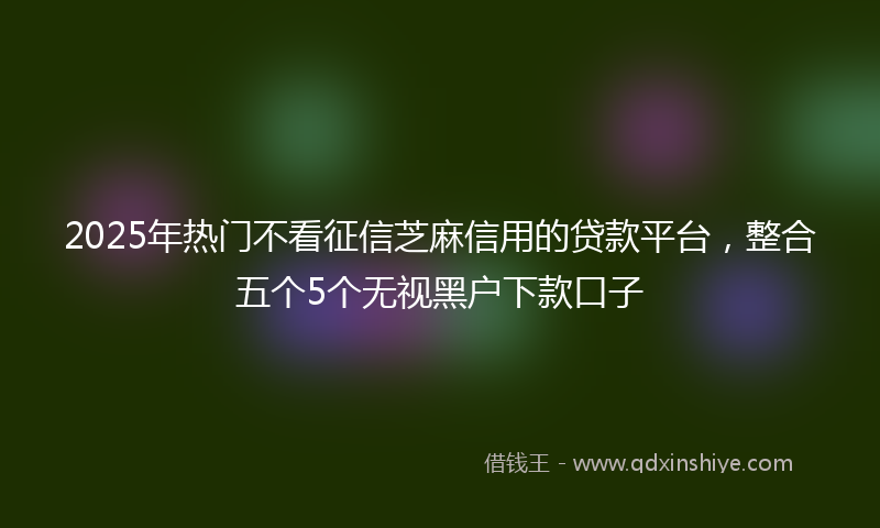 2025年热门不看征信芝麻信用的贷款平台，整合五个5个无视黑户下款口子