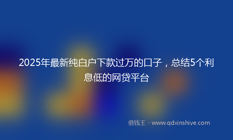 2025年最新纯白户下款过万的口子，总结5个利息低的网贷平台